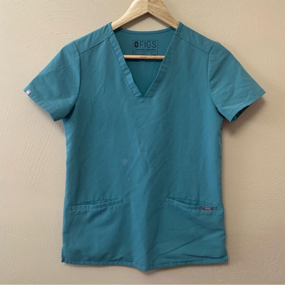 Figs Casma Three Pocket Top Teal Size XXS - Picture 1 of 6